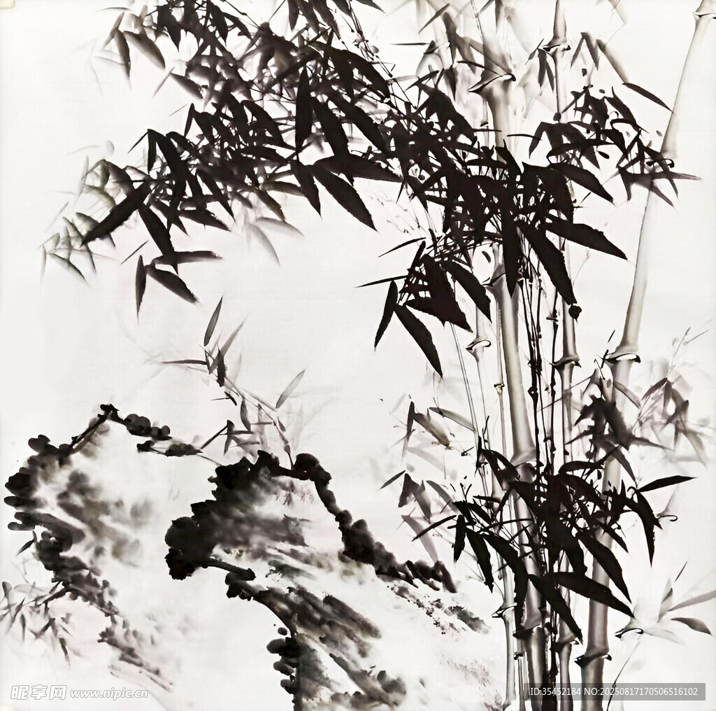 山石毛竹圖