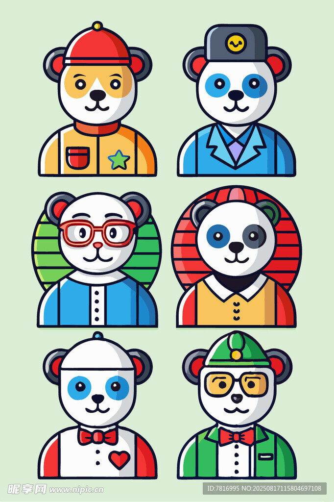 熊貓角色插畫集合