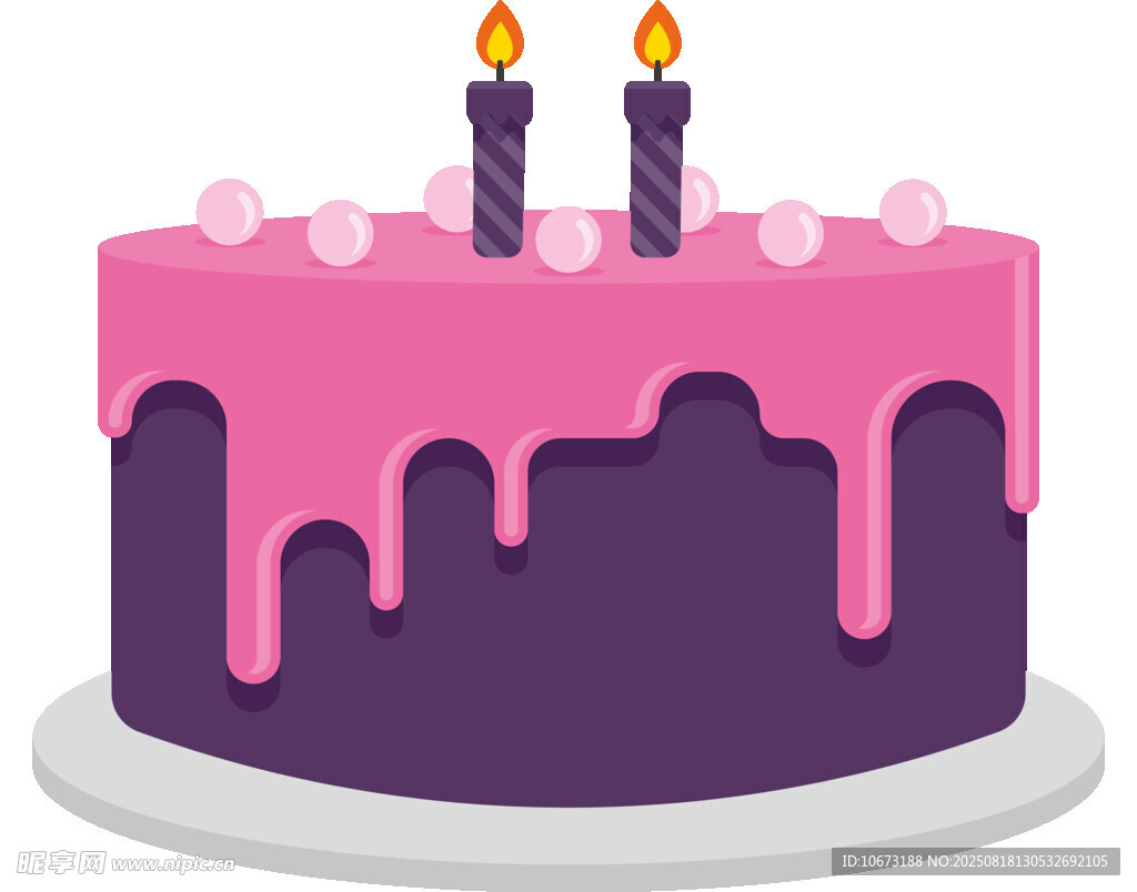紫色淋面生日蛋糕
