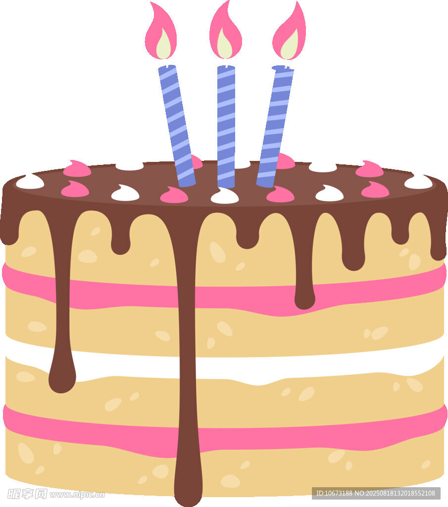 美味生日蛋糕插三根蠟燭