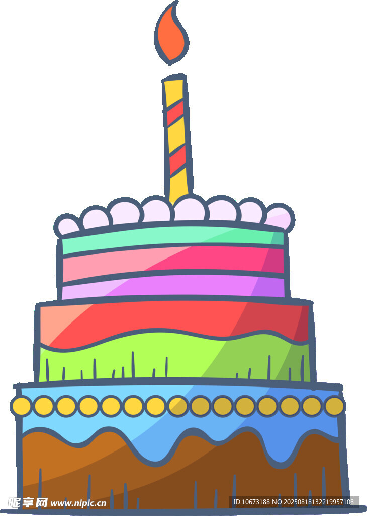 多彩生日蛋糕插畫