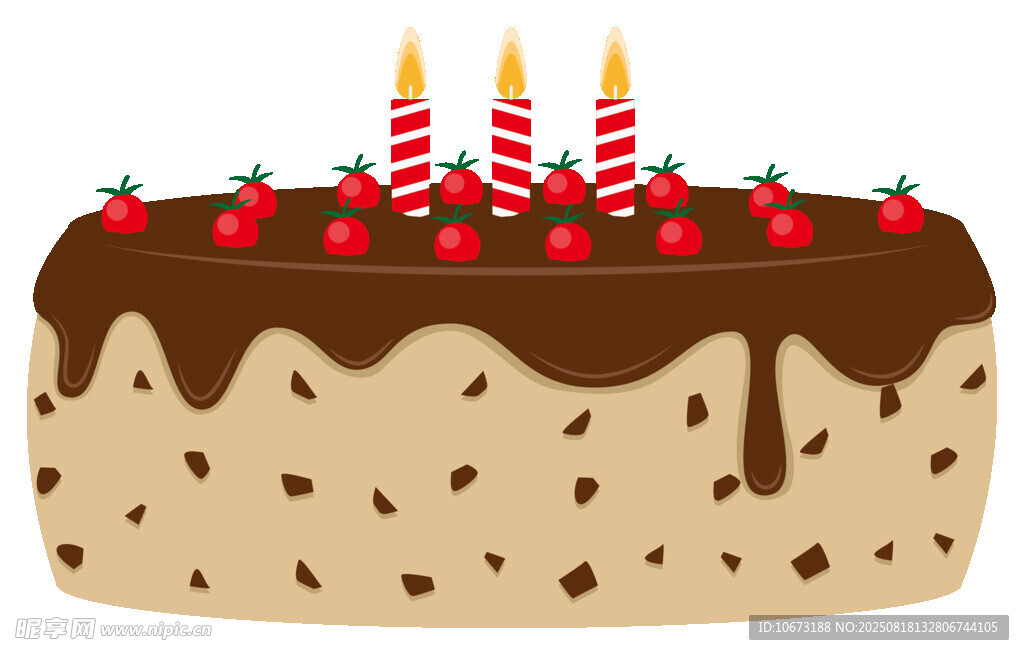 巧克力生日蛋糕插三根蠟燭