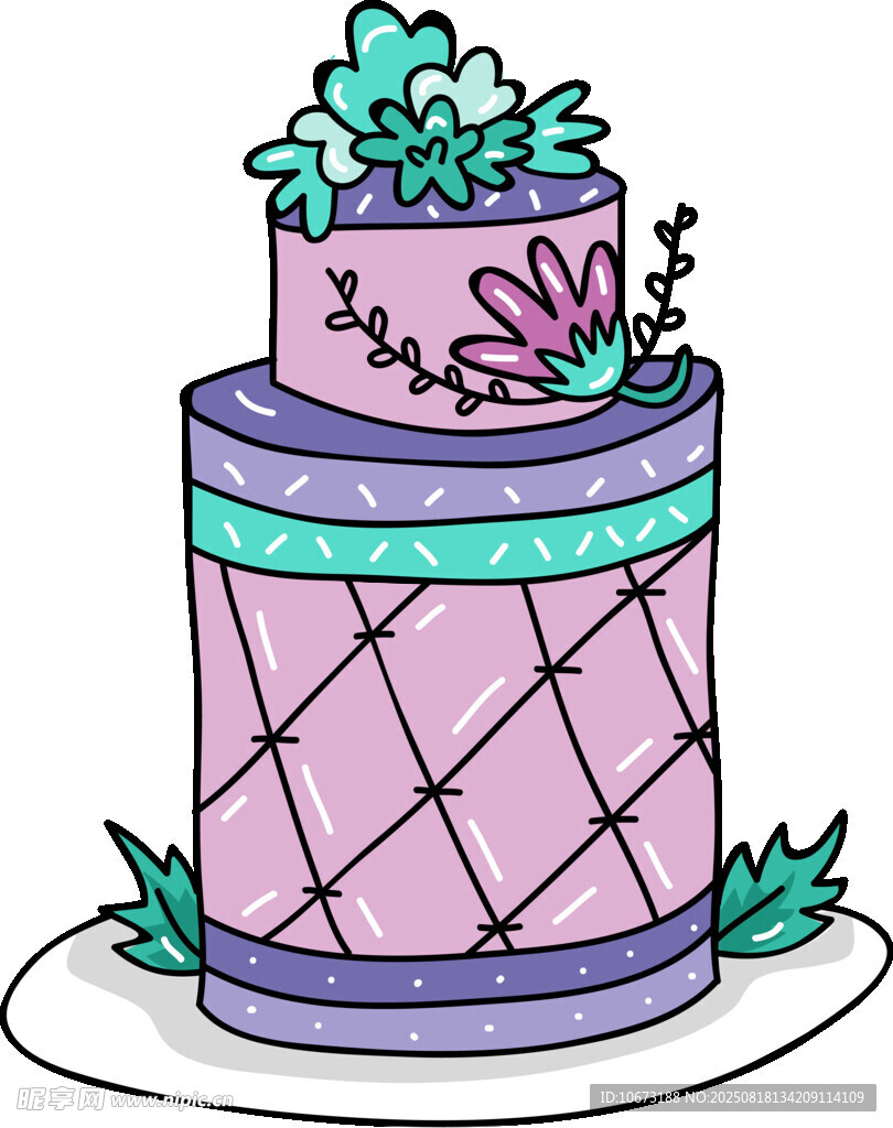 紫色雙層花卉裝飾蛋糕