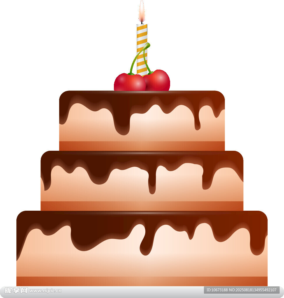 三層巧克力淋面生日蛋糕