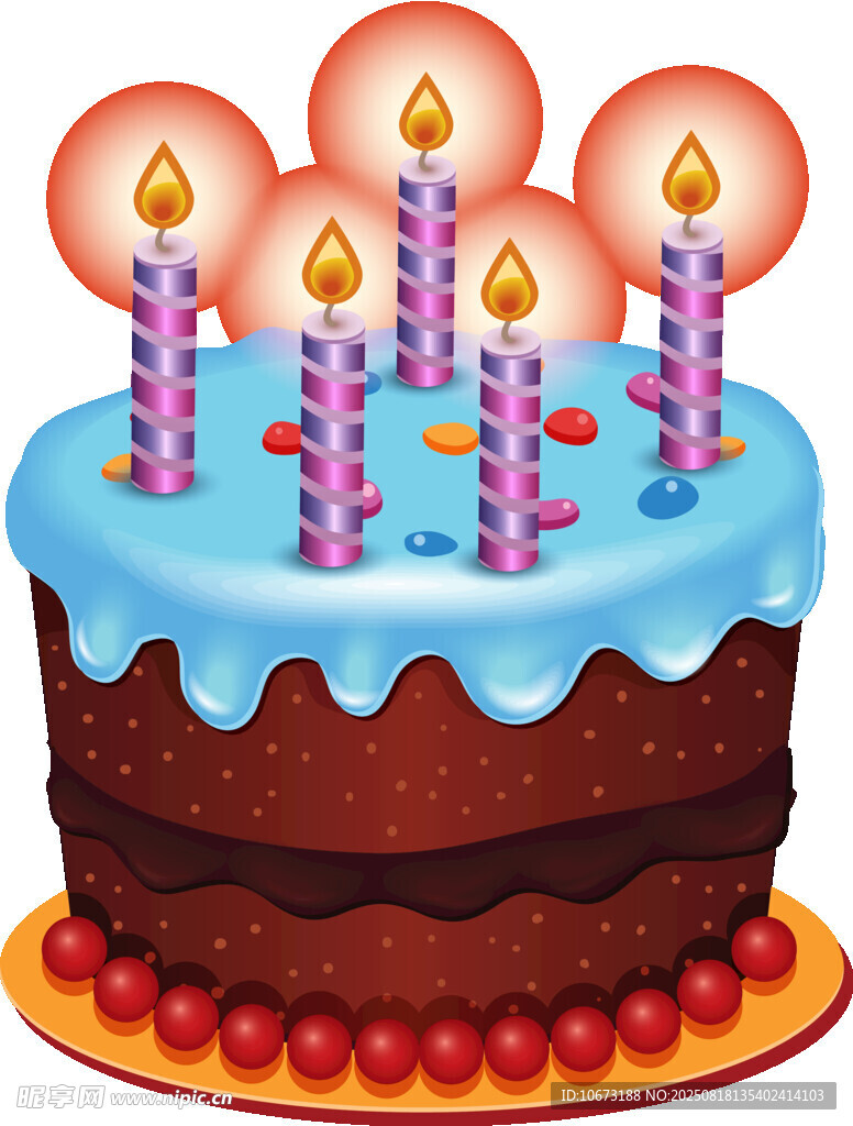 美味生日蛋糕插多彩蠟燭