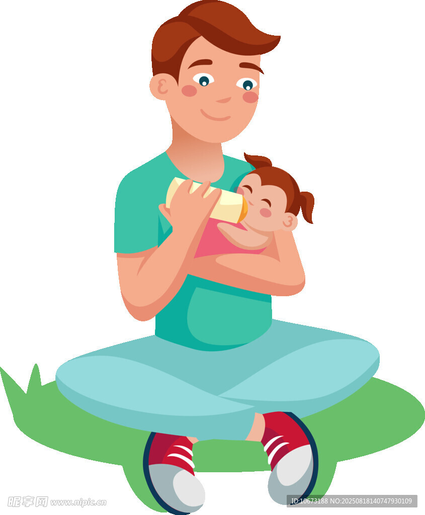 父親溫馨懷抱小嬰兒