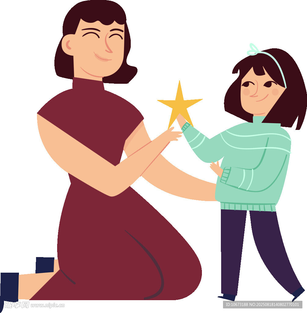 女孩獻(xiàn)星給跪地女士