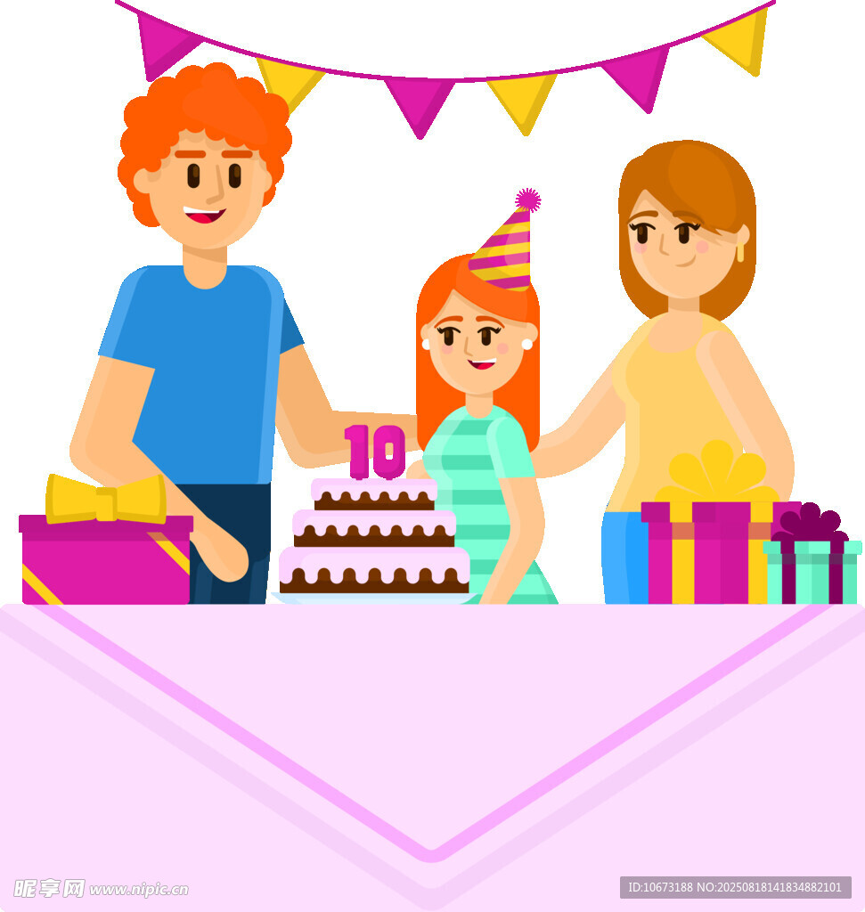 家庭慶祝生日歡樂場景