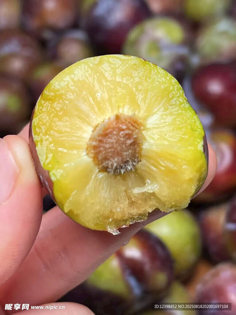 切開(kāi)的新鮮李子