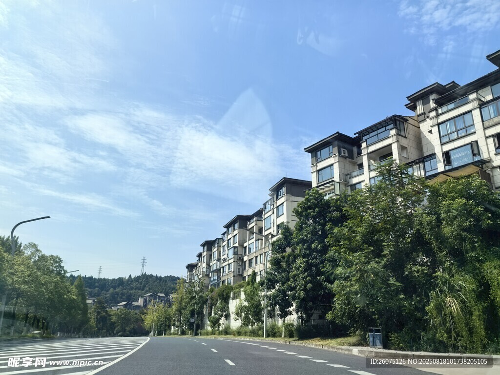 城市街道旁的住宅景觀