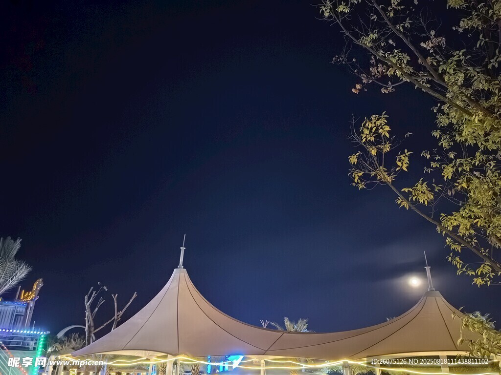夜晚的特色帳篷景觀