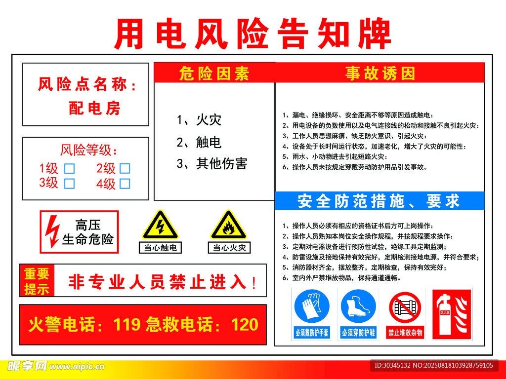 用電風(fēng)險(xiǎn)告知牌展示