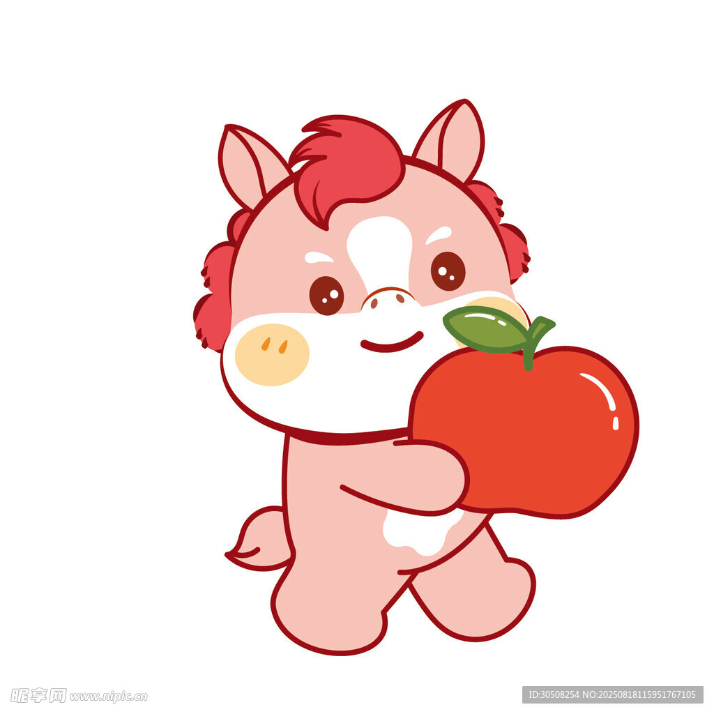 可愛小馬抱蘋果