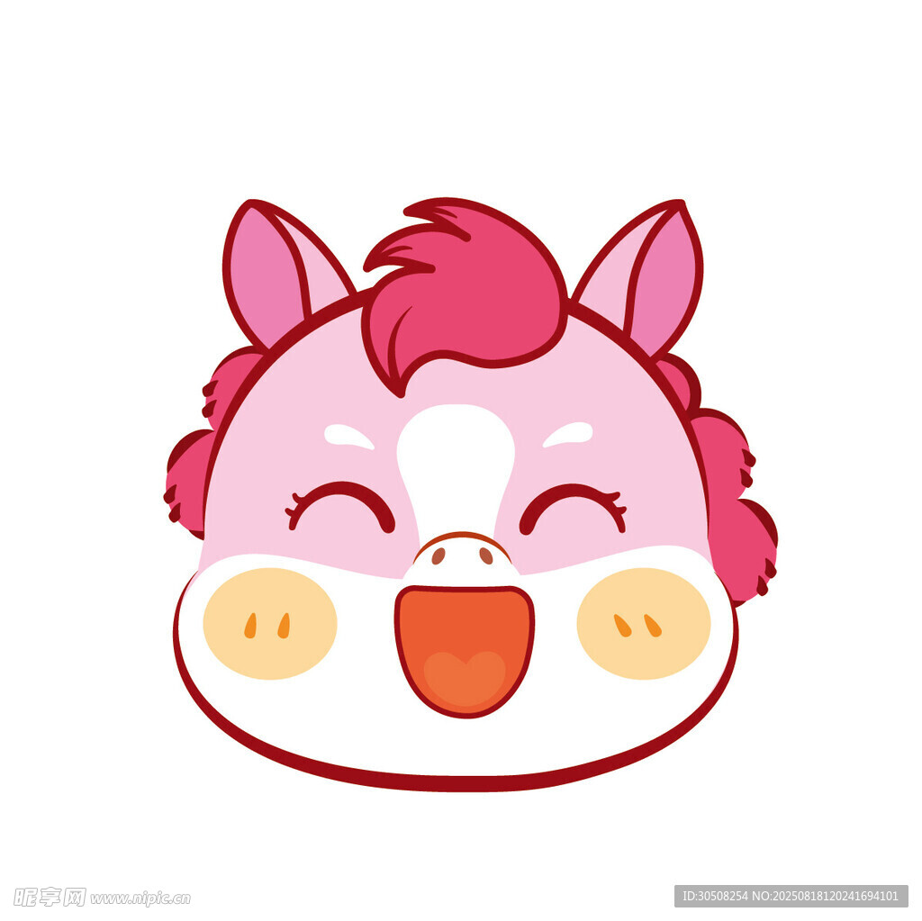 可愛卡通小馬笑臉形象