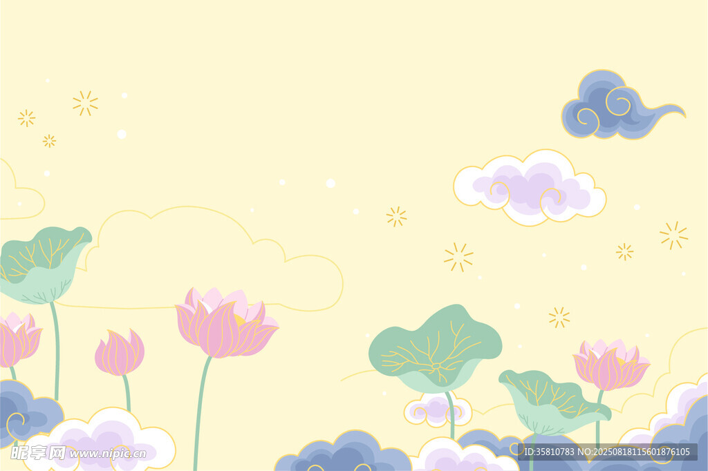 夏日荷花插畫