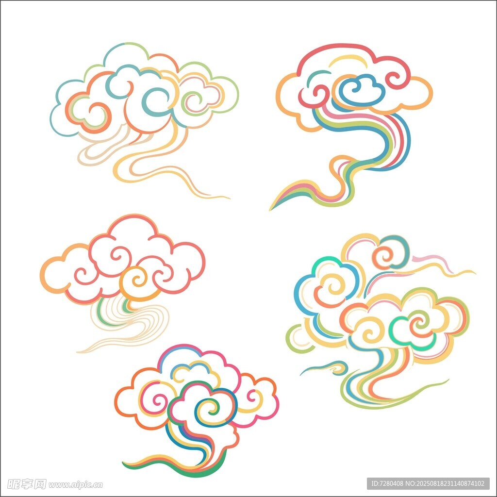 多彩中式云紋圖案設(shè)計(jì)