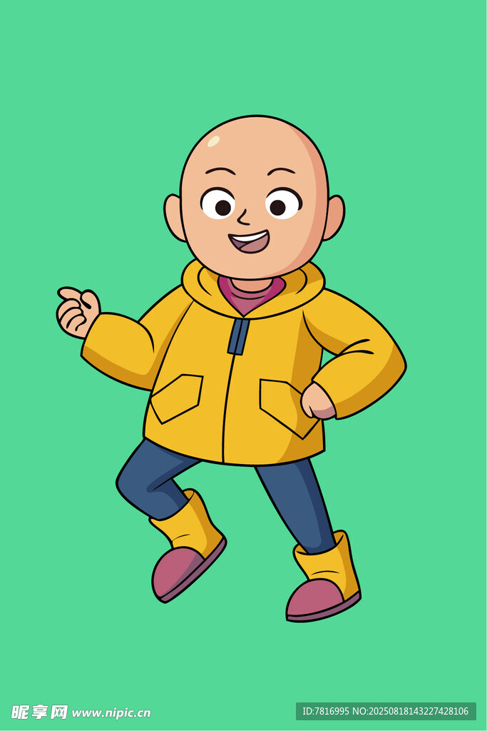 穿黃衣的可愛小光頭男孩