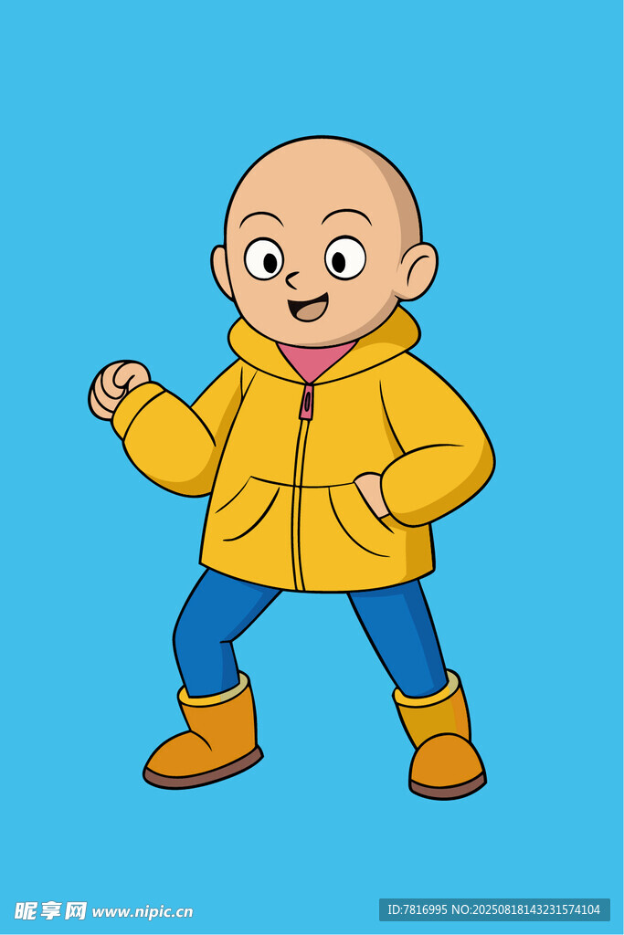 穿黃外套的開(kāi)心小男孩