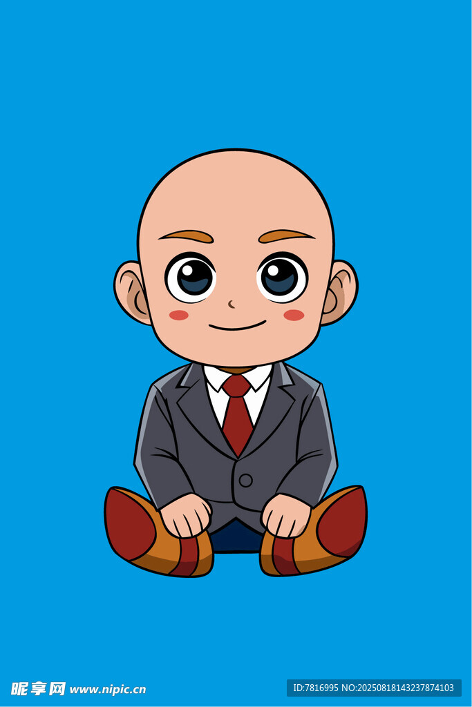 穿紅衛(wèi)衣的開心光頭男子