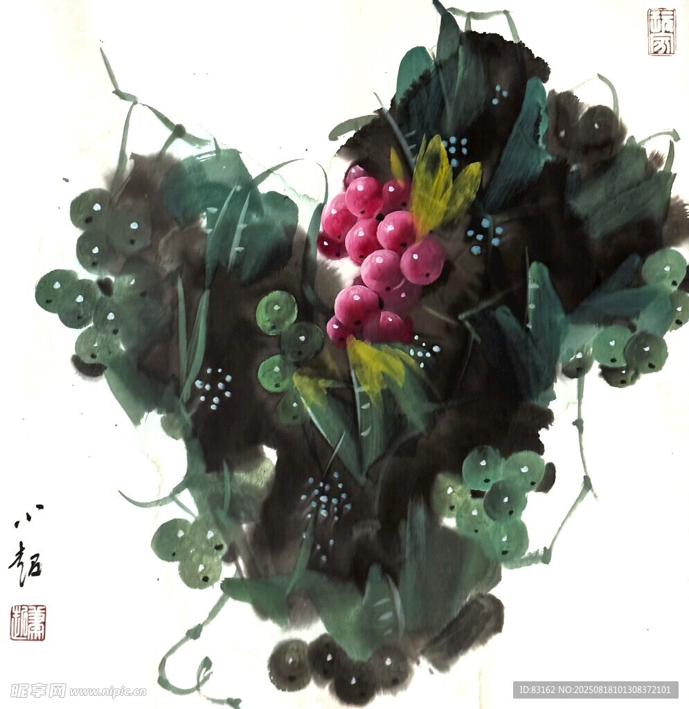 水墨繪就的嬌艷花卉