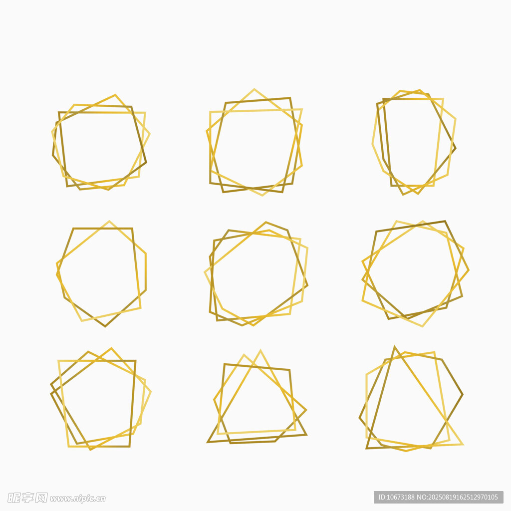 金色幾何邊框圖案集合