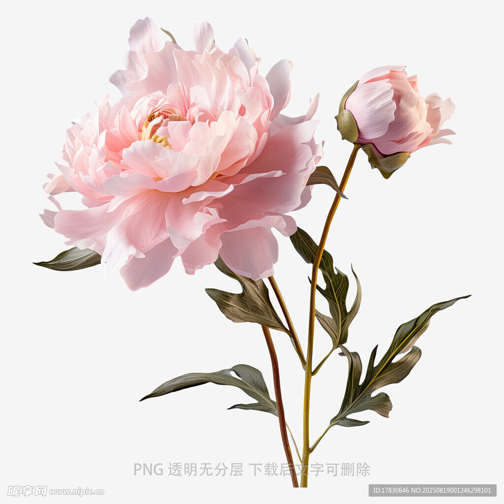 粉色嬌艷牡丹花
