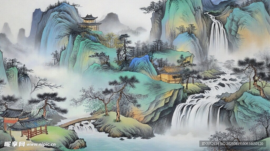 水墨山水裝飾畫(huà)