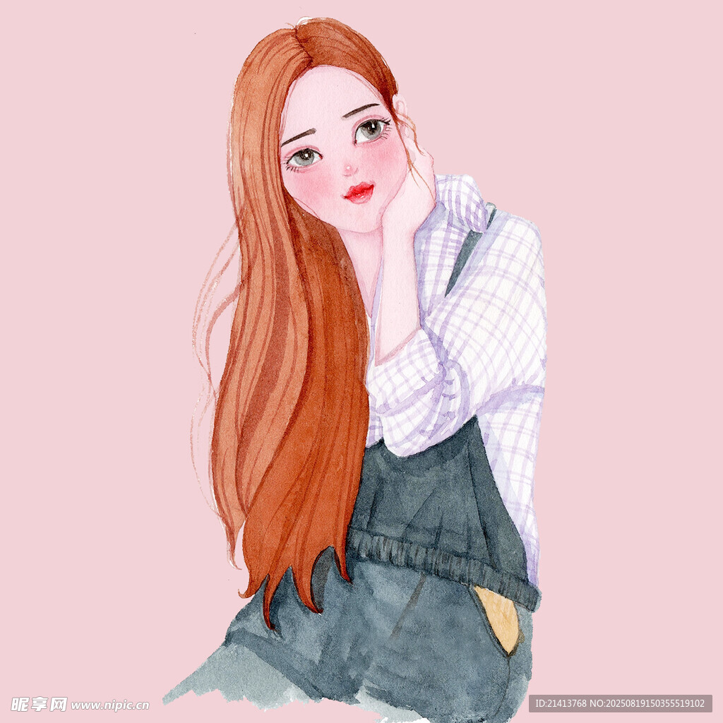 紅發(fā)女孩的清新休閑模樣