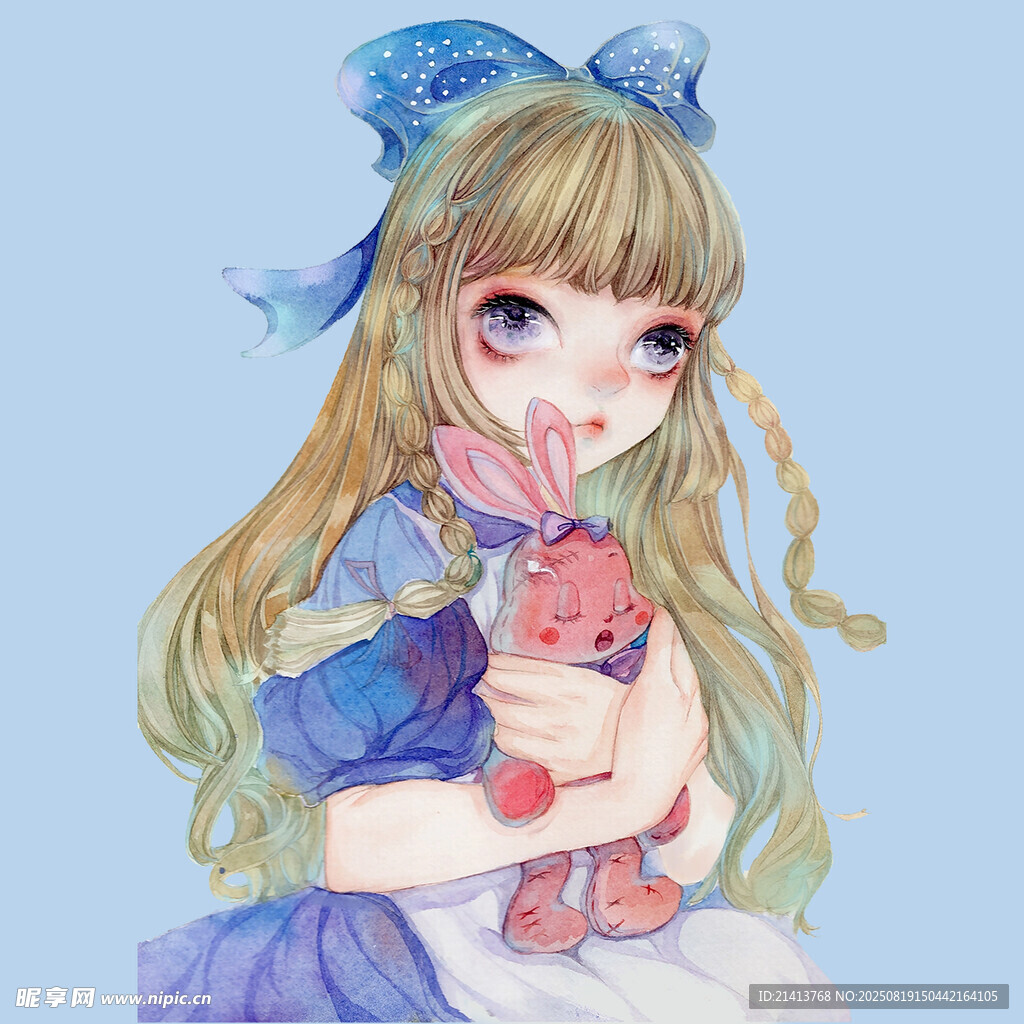 懷抱小兔的金發(fā)萌系少女