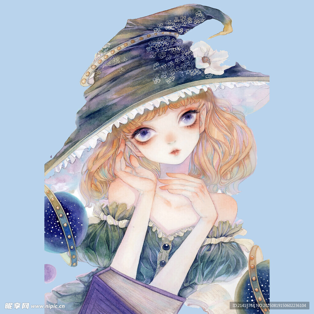 魔法少女 手持書本的夢幻形象