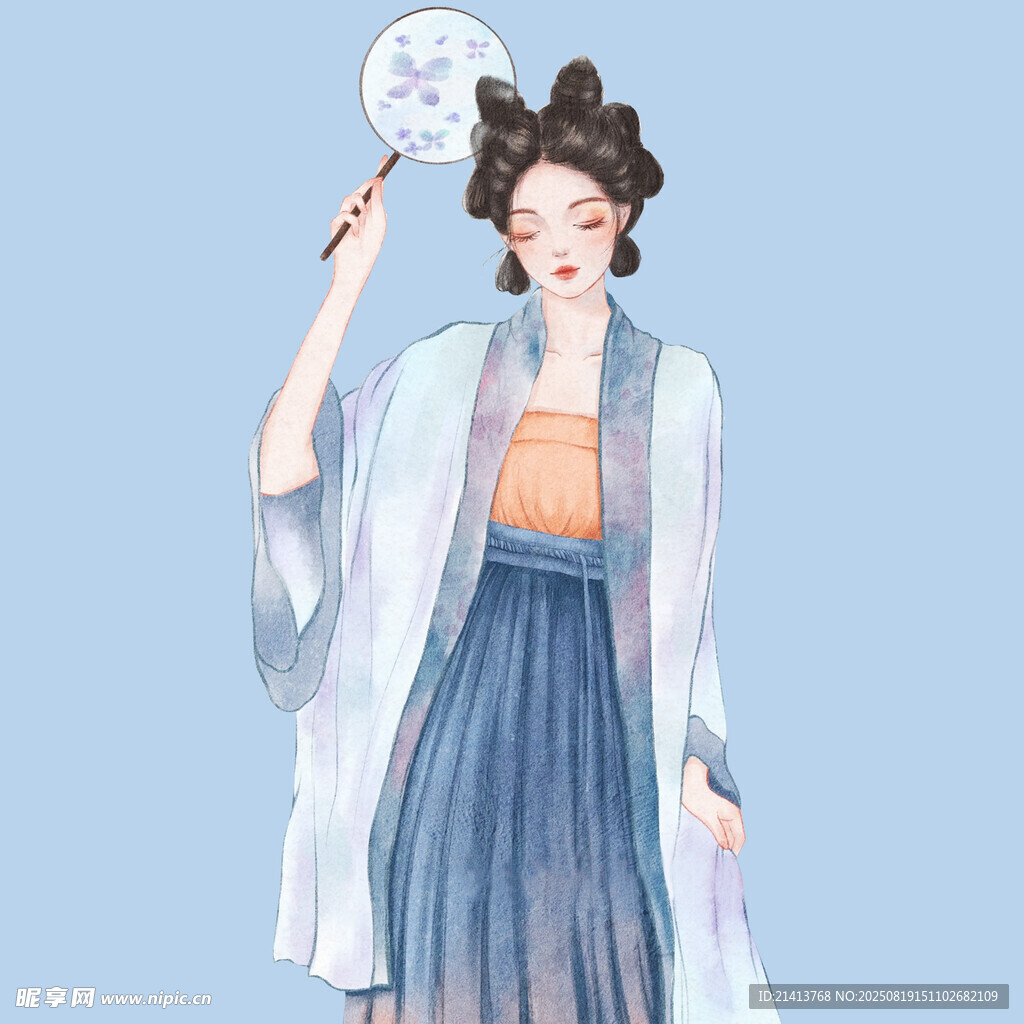 古風(fēng)女子持扇優(yōu)雅裝扮