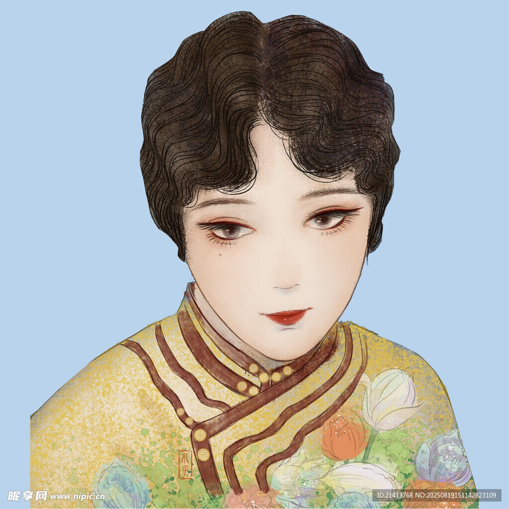 復(fù)古旗袍女子形象