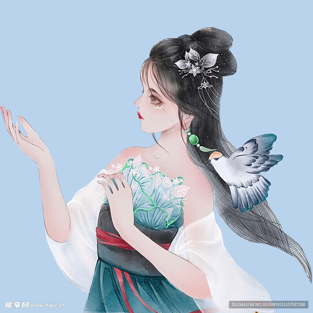 古風(fēng)佳人 蝶伴衣袂飄飄