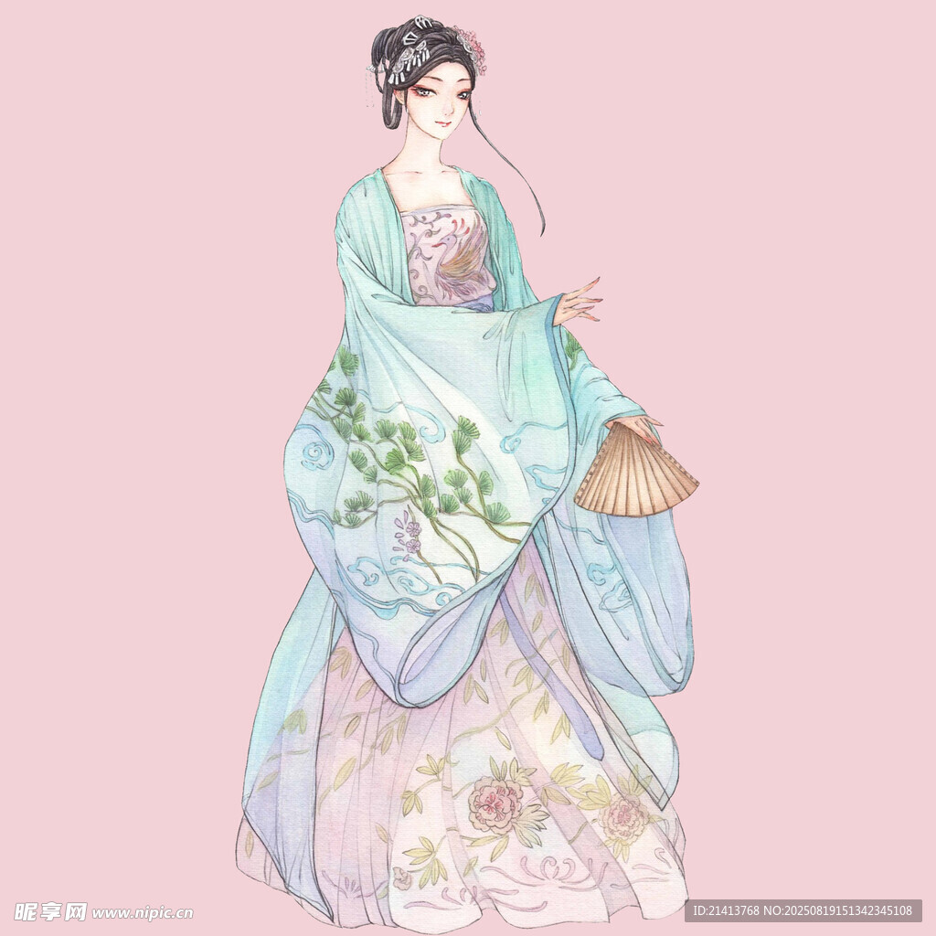 古風(fēng)持籃漢服女子形象