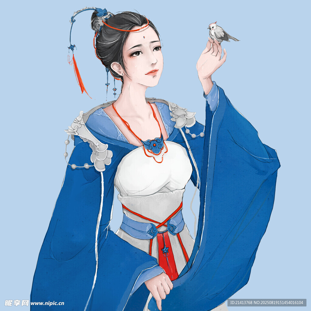 古風女子與飛鳥