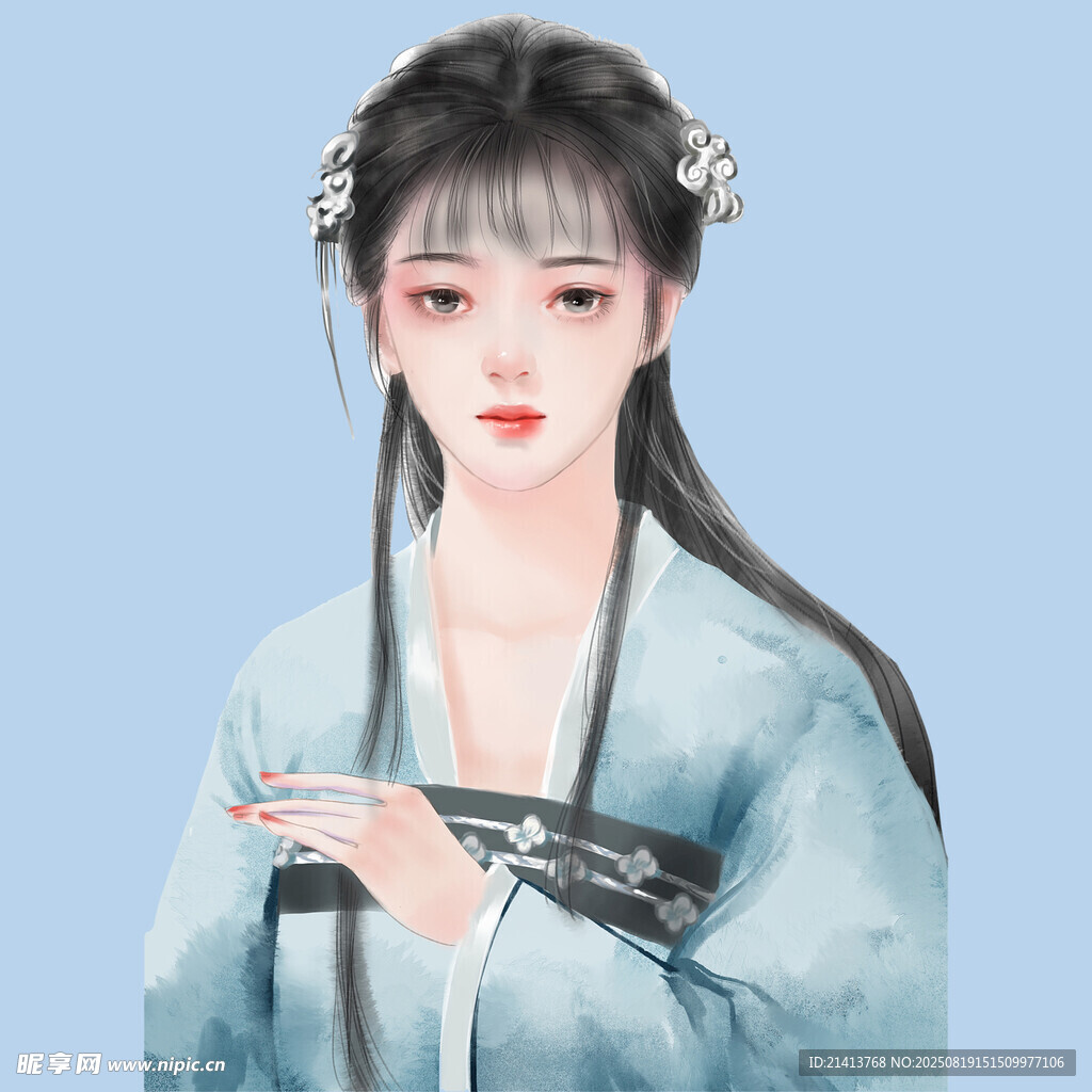 古風(fēng)少女著漢服優(yōu)雅而立