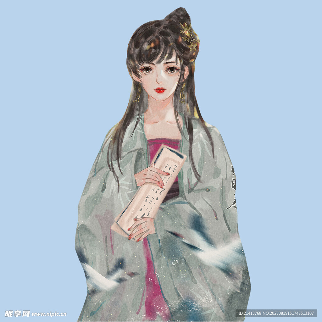 古風(fēng)女子著紗衣優(yōu)雅姿態(tài)