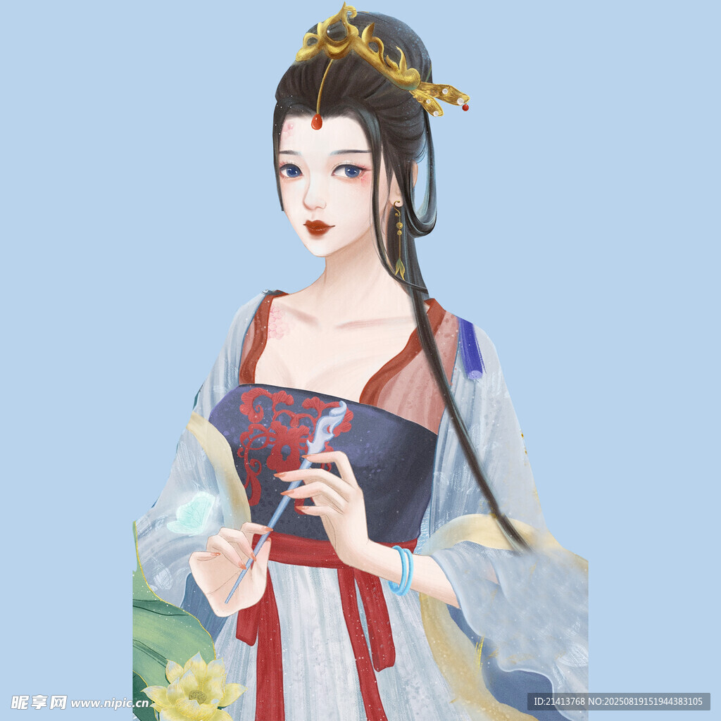 古風漢服女子優(yōu)雅持物