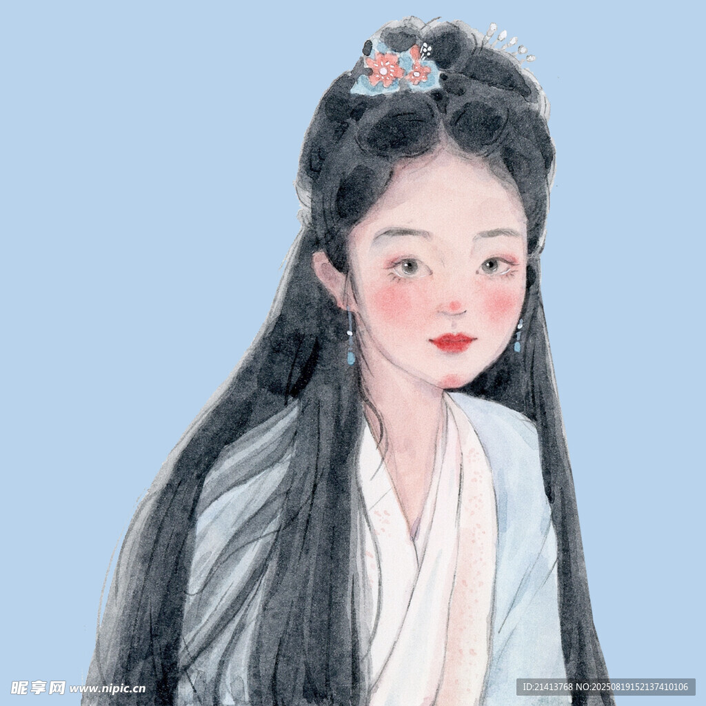 古風長發(fā)女子優(yōu)雅扮相
