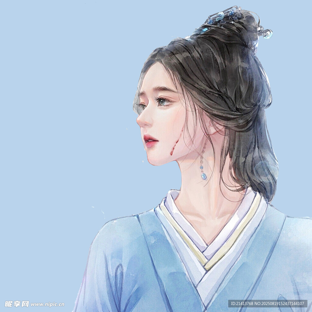 古風女子側(cè)顏 溫婉動人