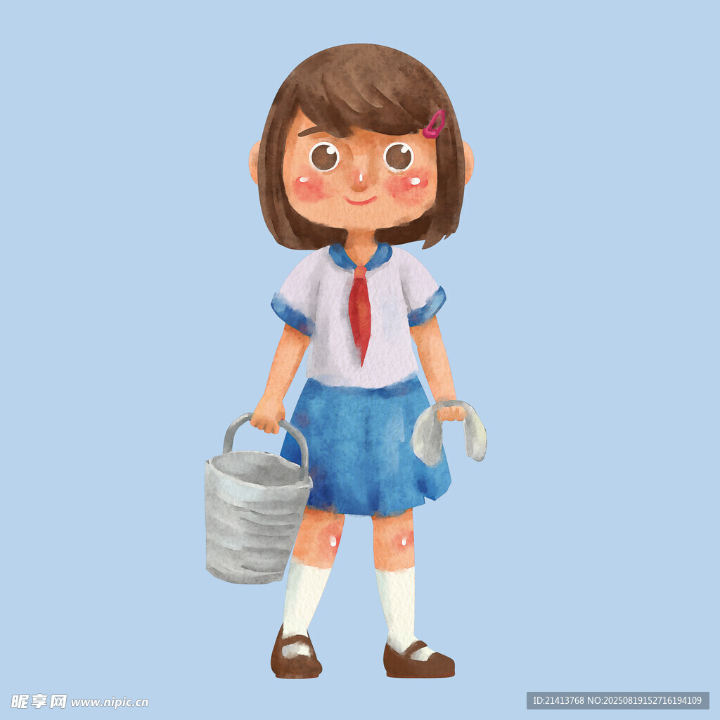 提水桶的可愛女學(xué)生