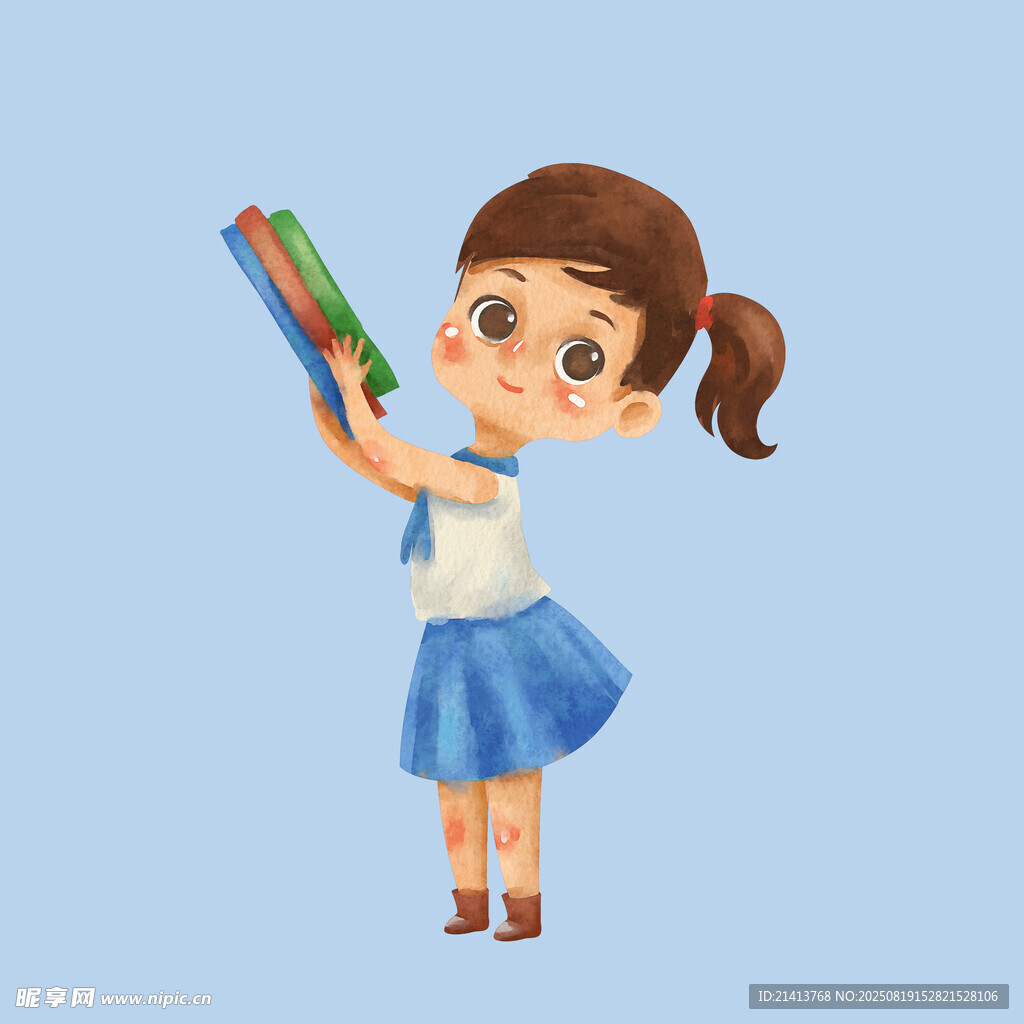 手持書本的可愛小女孩