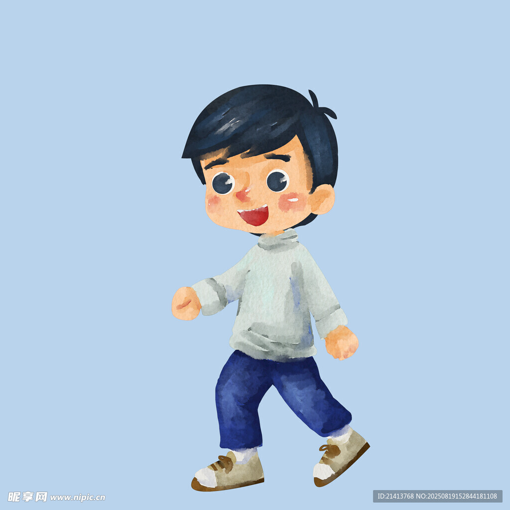 行走的小男孩