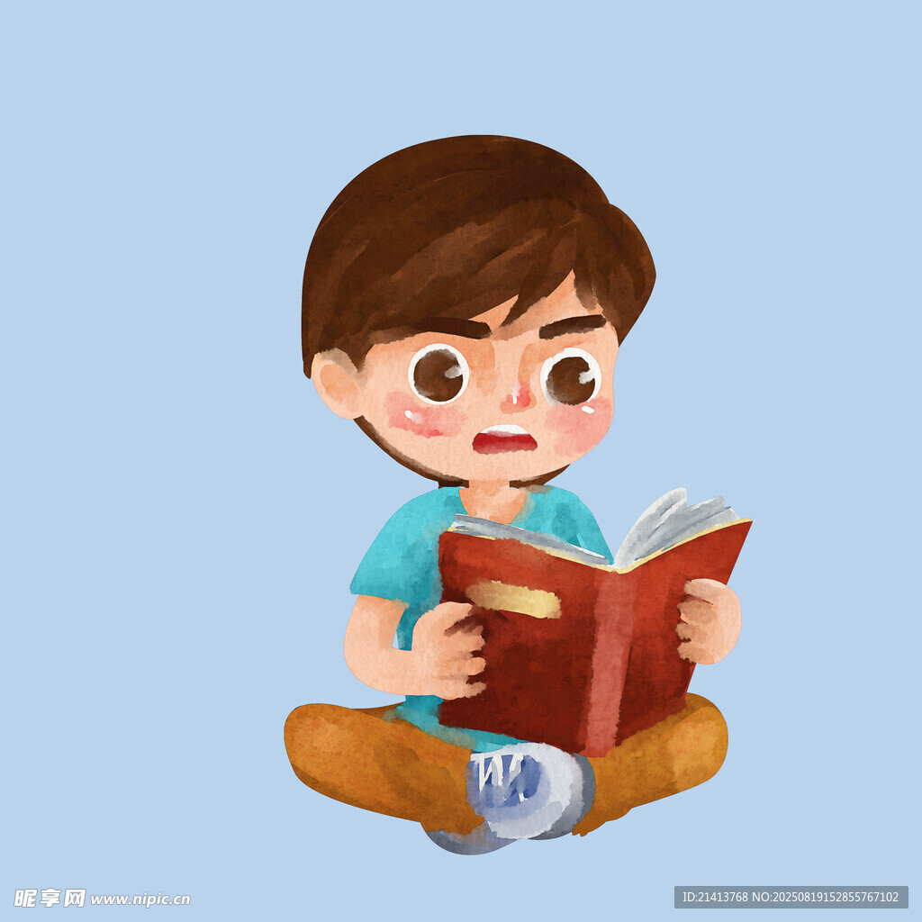 小男孩專注閱讀書(shū)籍