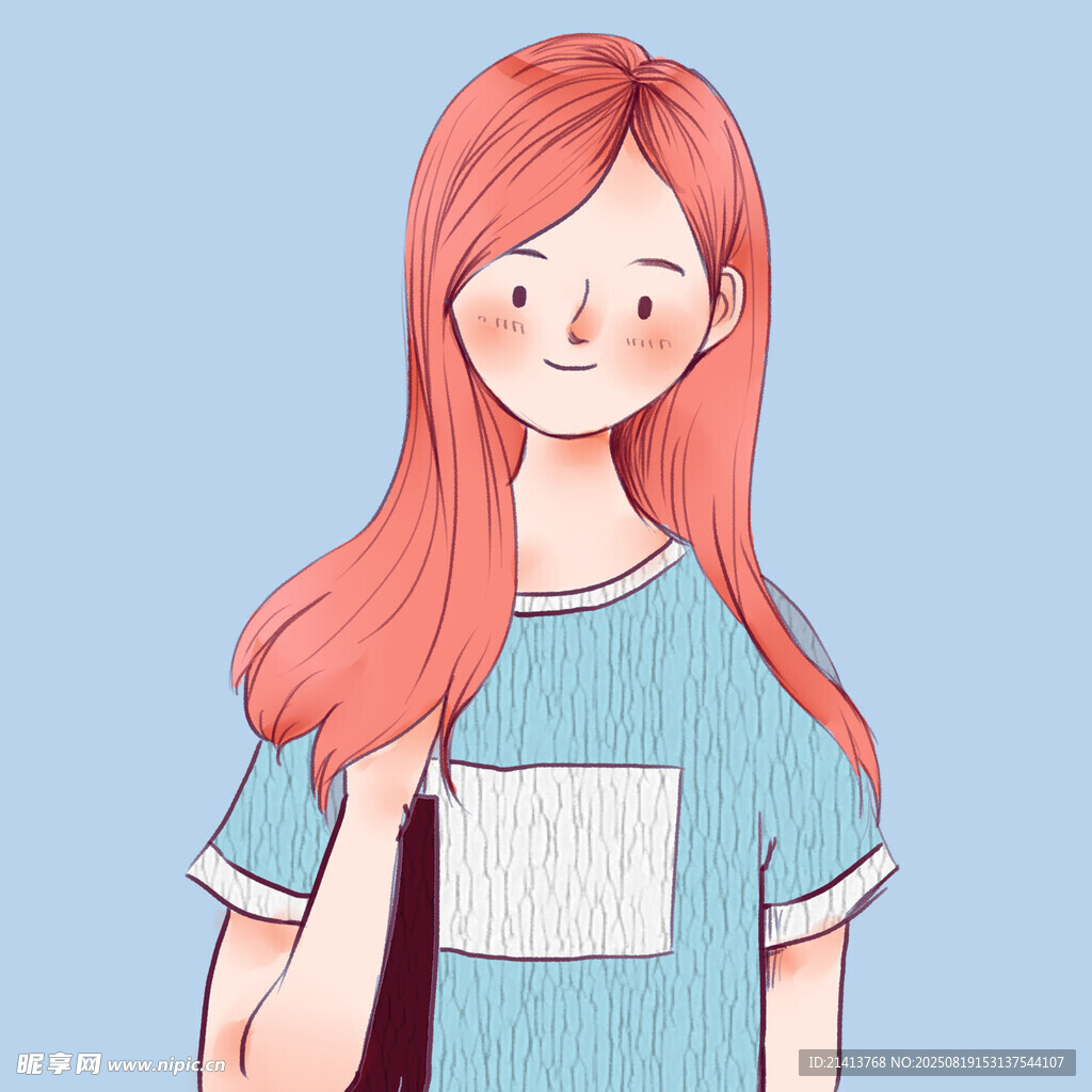 紅發(fā)女孩背挎包休閑裝扮
