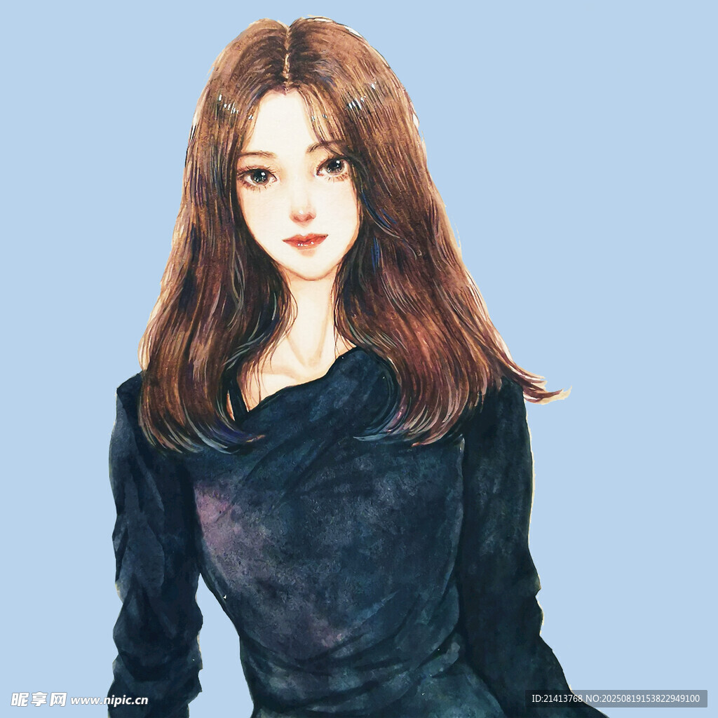 長(zhǎng)發(fā)黑衣女性肖像