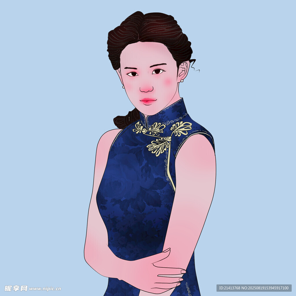 身著旗袍的優(yōu)雅女性