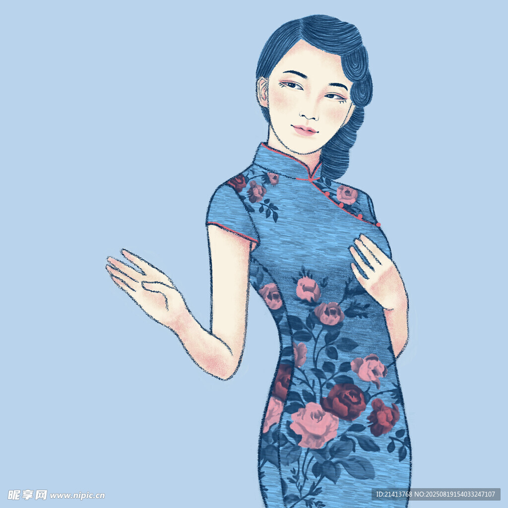 身著旗袍的優(yōu)雅東方女性