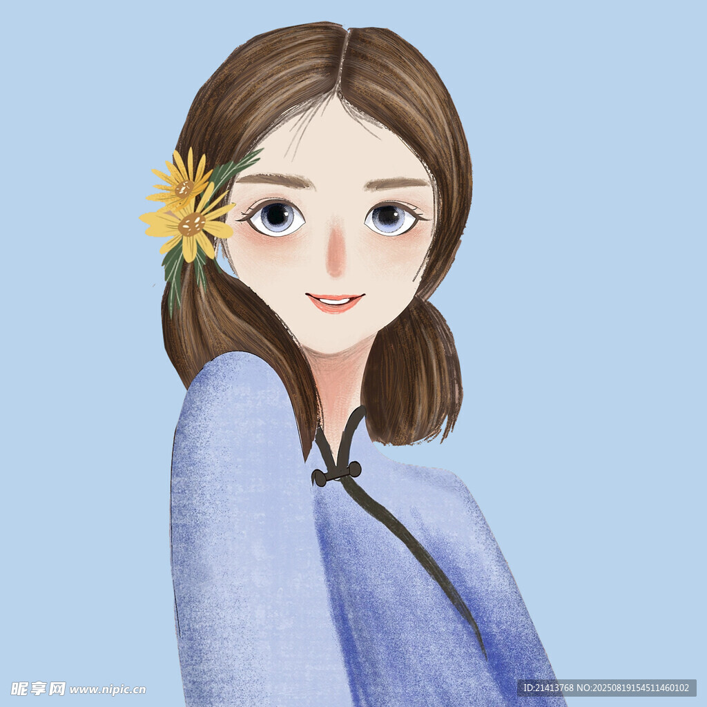 插畫風(fēng)微笑女孩