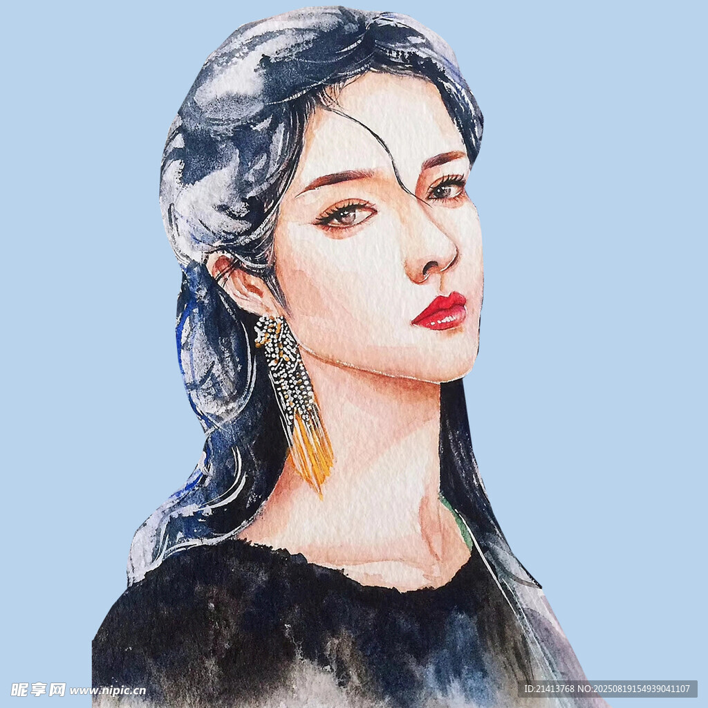 水墨風(fēng)格的神秘女子肖像